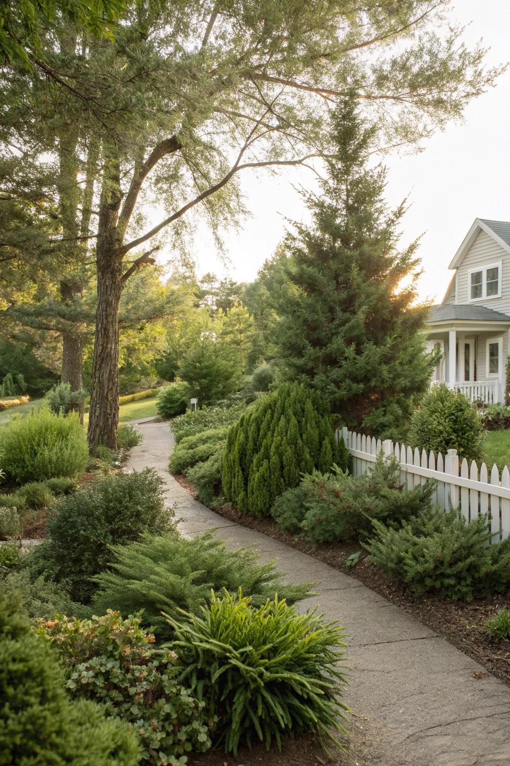 Natural plantings cultivate a serene and organic ambiance.