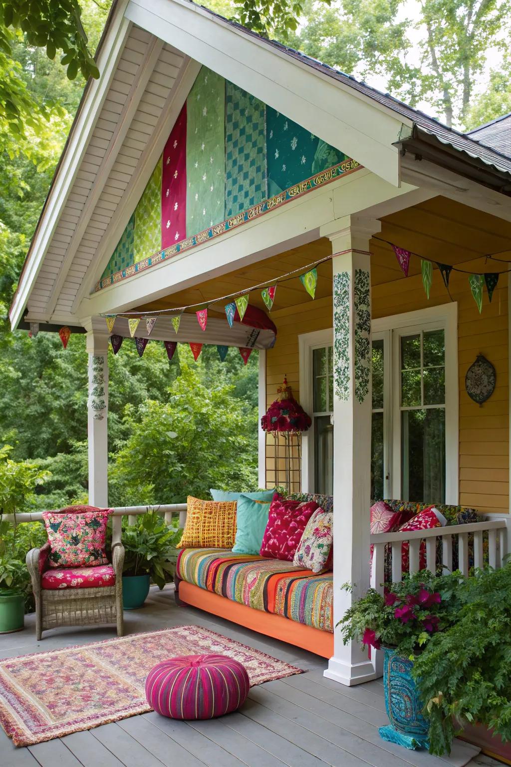 A porch brimming with color and innovative expression.