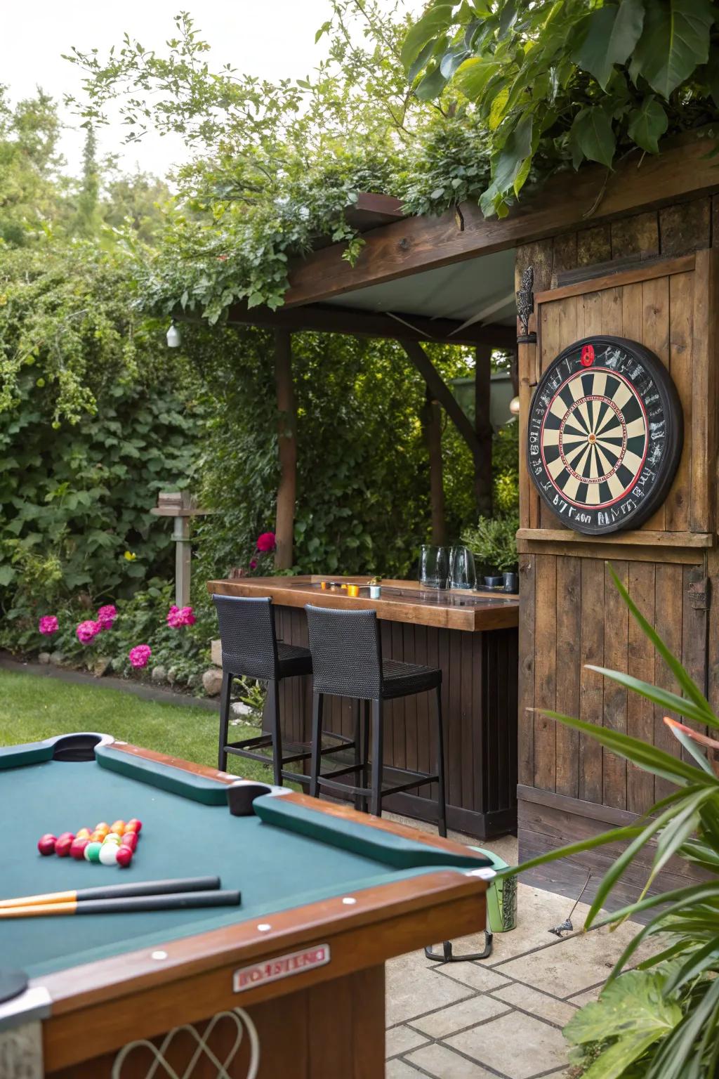 Fun and games at a garden bar.
