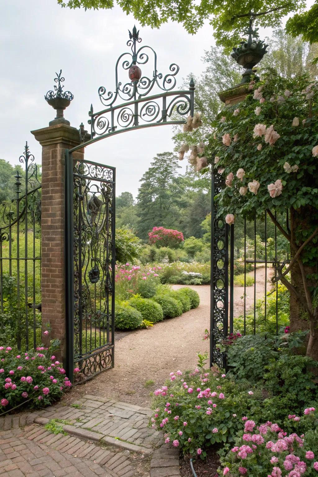 Elaborate details enhance this garden portal with elegance.