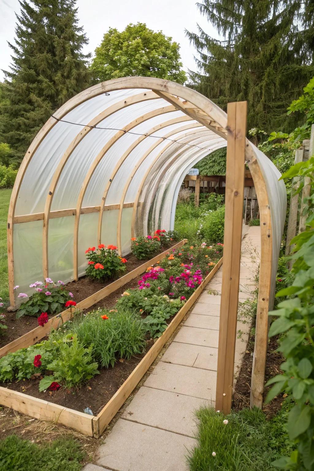 Embrace the beauty of early blooms with a DIY low tunnel that combines Scandinavian simplicity and Boho charm.