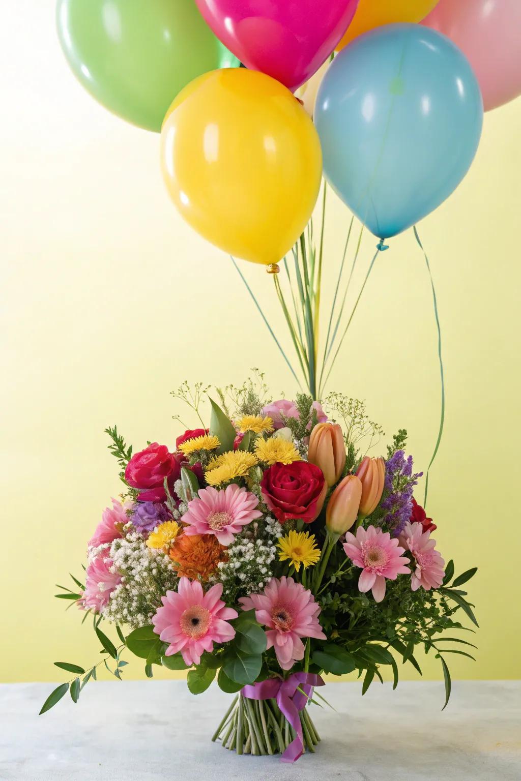 A playful orb bouquet to make graduation festivities pop.