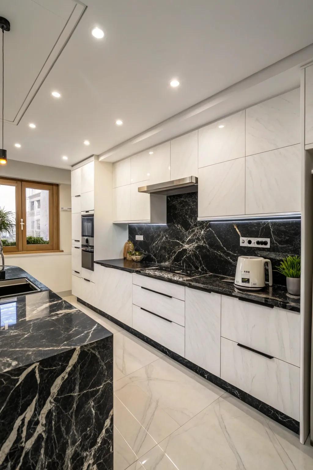 Shadow and pearl granite forges a striking contrast in your cooking space.