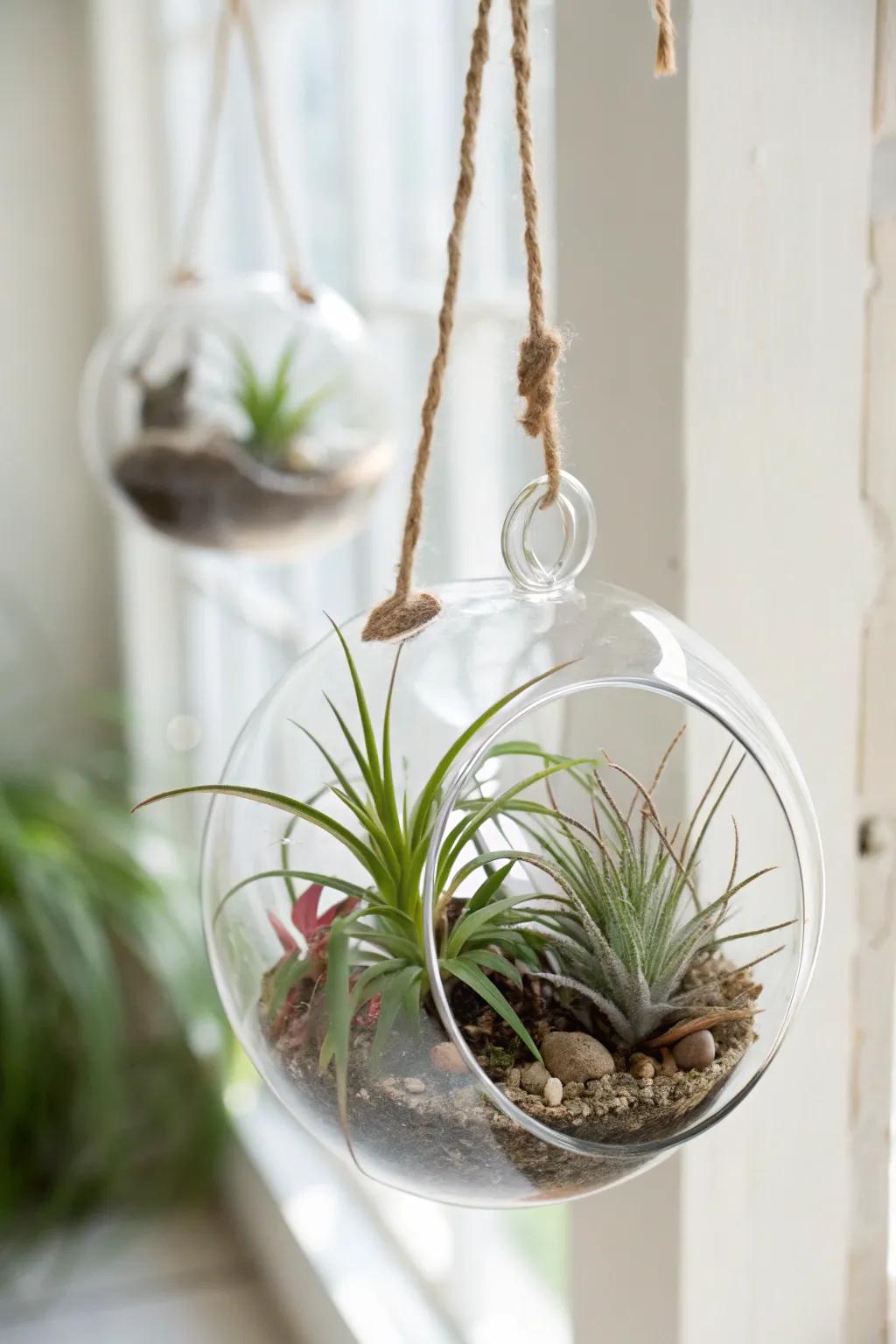 A minimalist planter that highlights the beauty of air ferns.