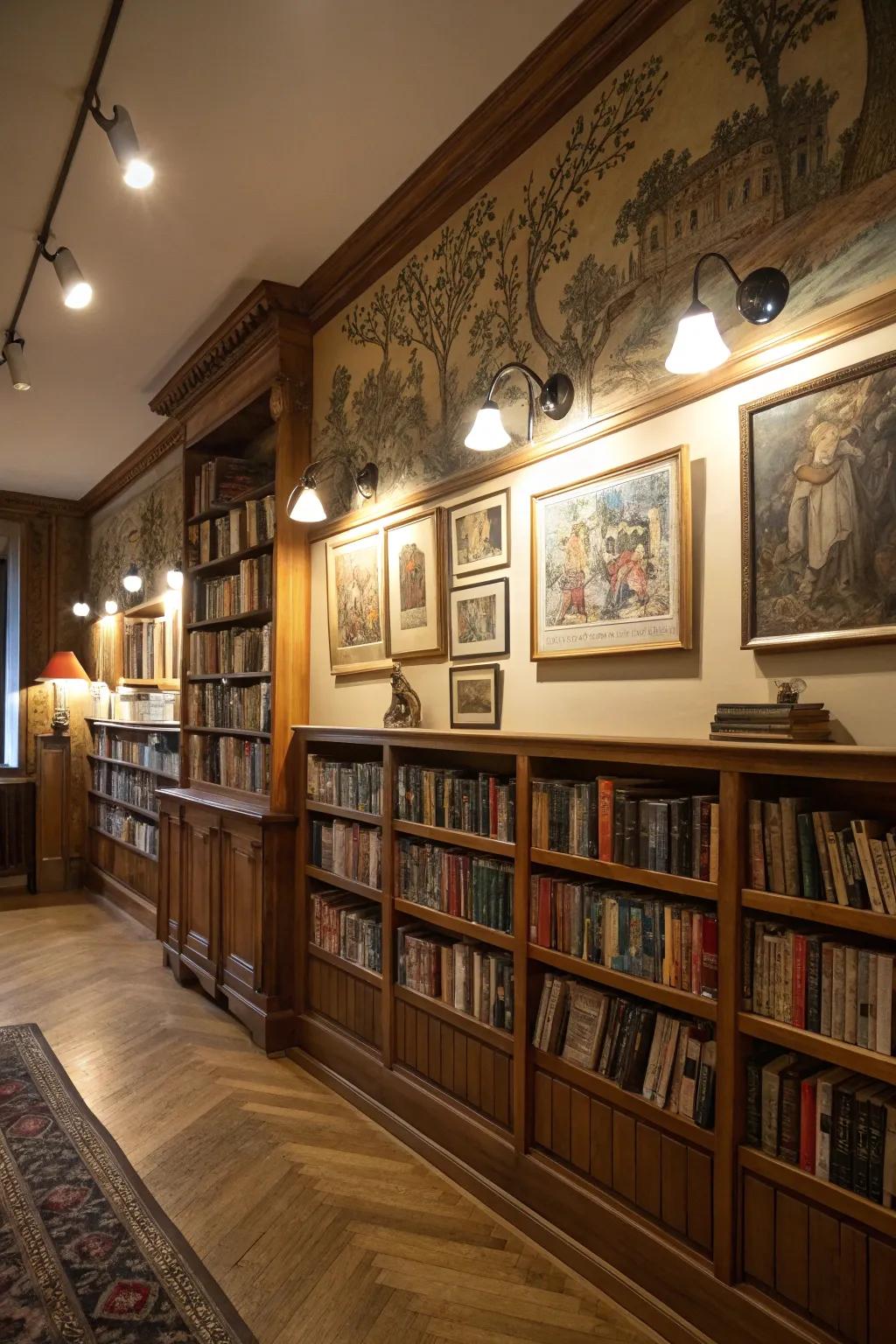 Focused lights create key points of interest in your library.