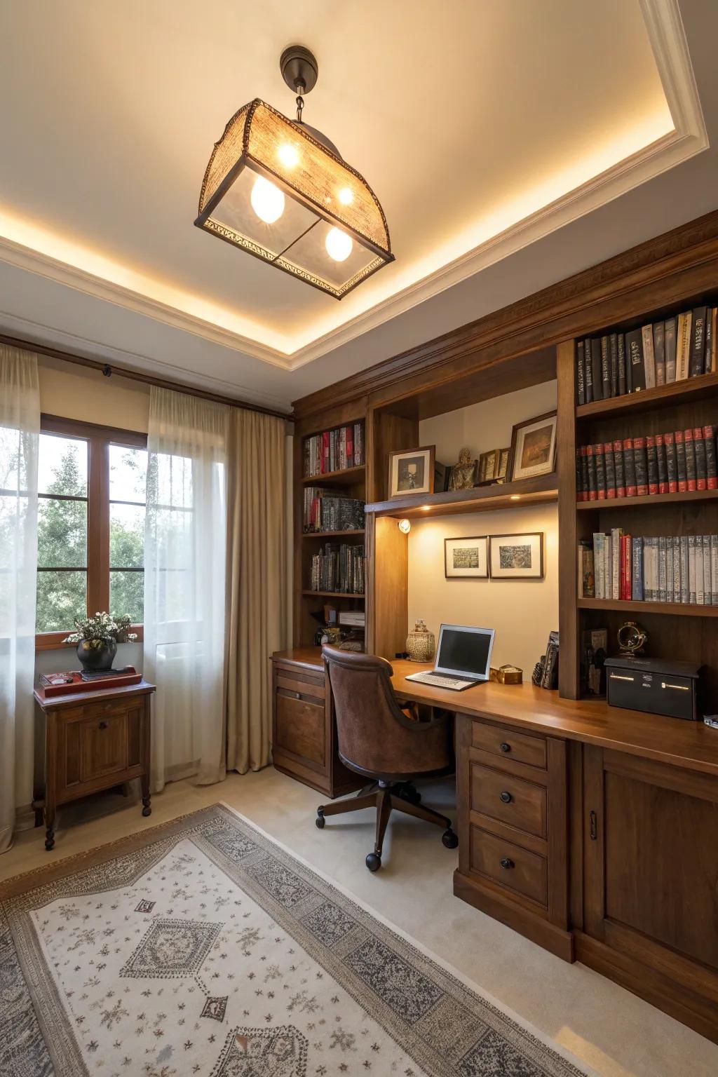 Cozy-toned lights make your office feel like a welcoming retreat.