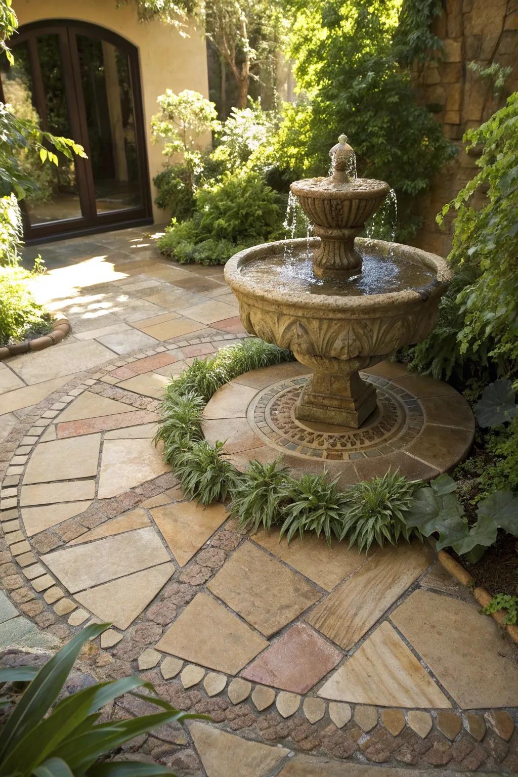 Transform your patio into a serene retreat with a handcrafted stone fountain, where the soothing sound of water meets exquisite craftsmanship.