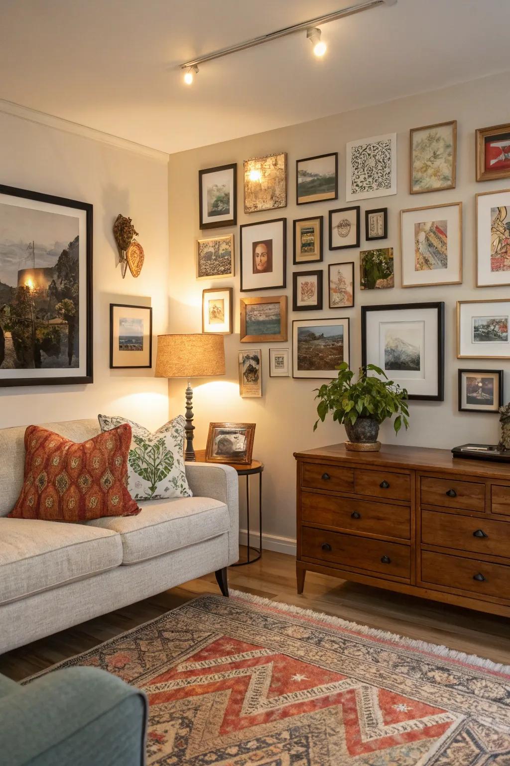 A gallery wall adds personality and tells your unique story.