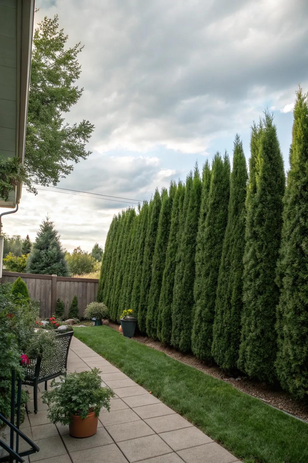 Junipers forming a natural screen for privacy