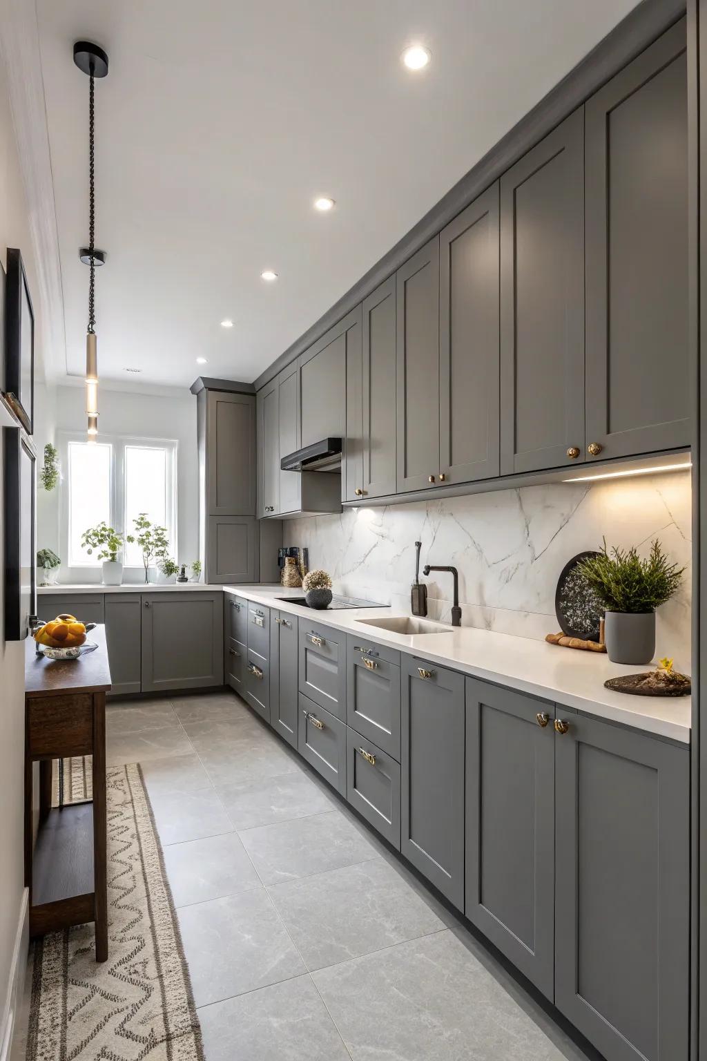 Refined gray shades impart a flexible and fashionable visual.