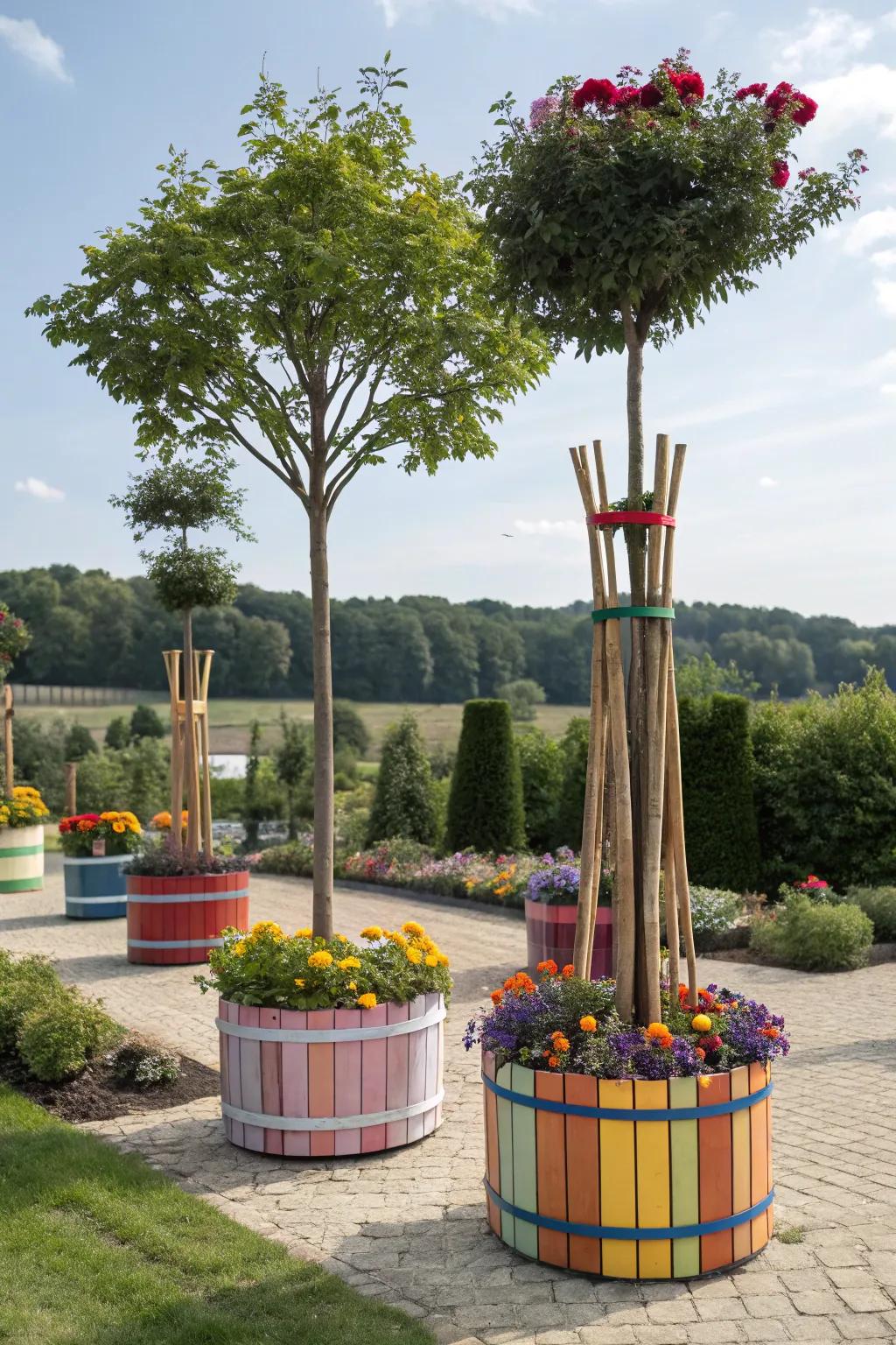 Ornamental accents bring character to tree landscapes.