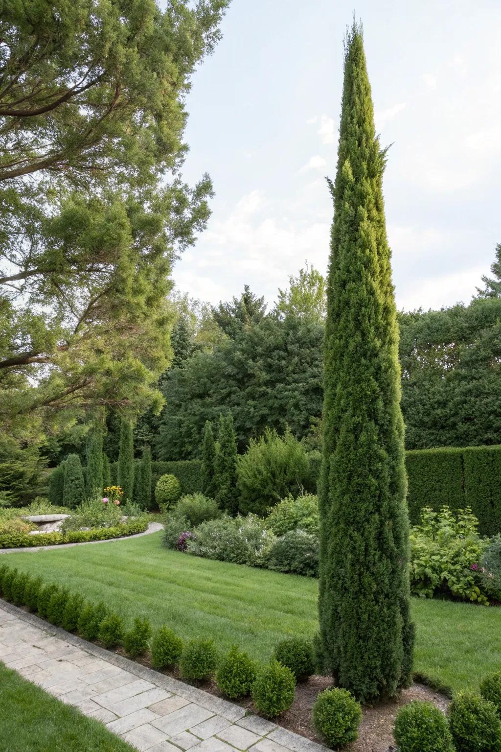 Tall arborvitae elevate your garden with vertical elegance.