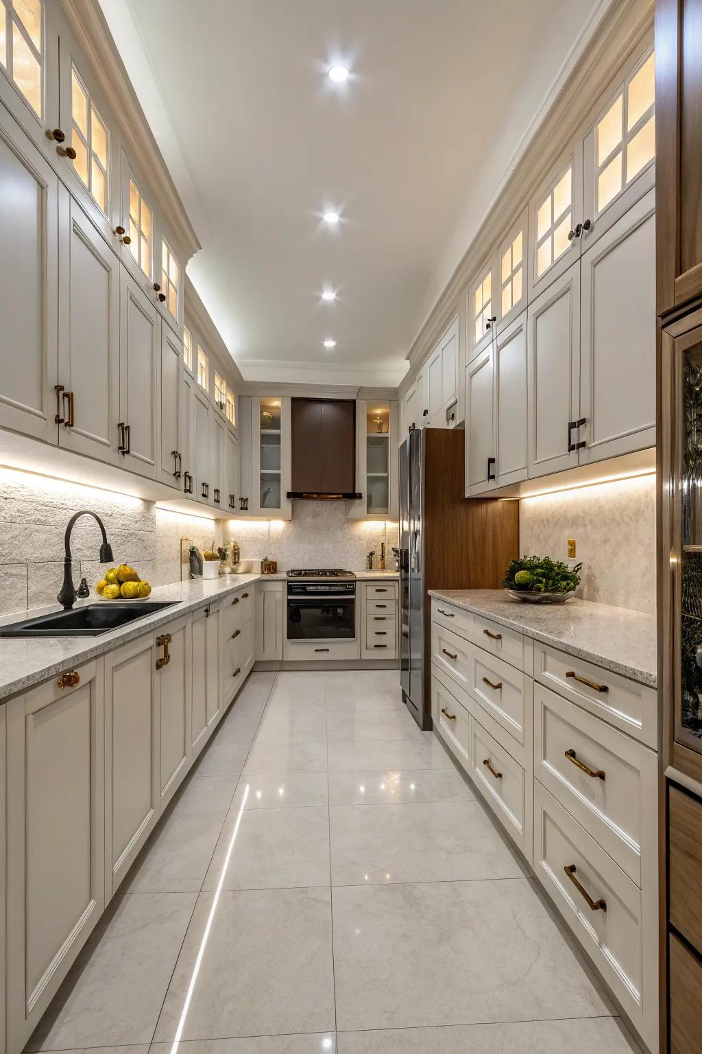 A symmetrical kitchen design promoting visual harmony.