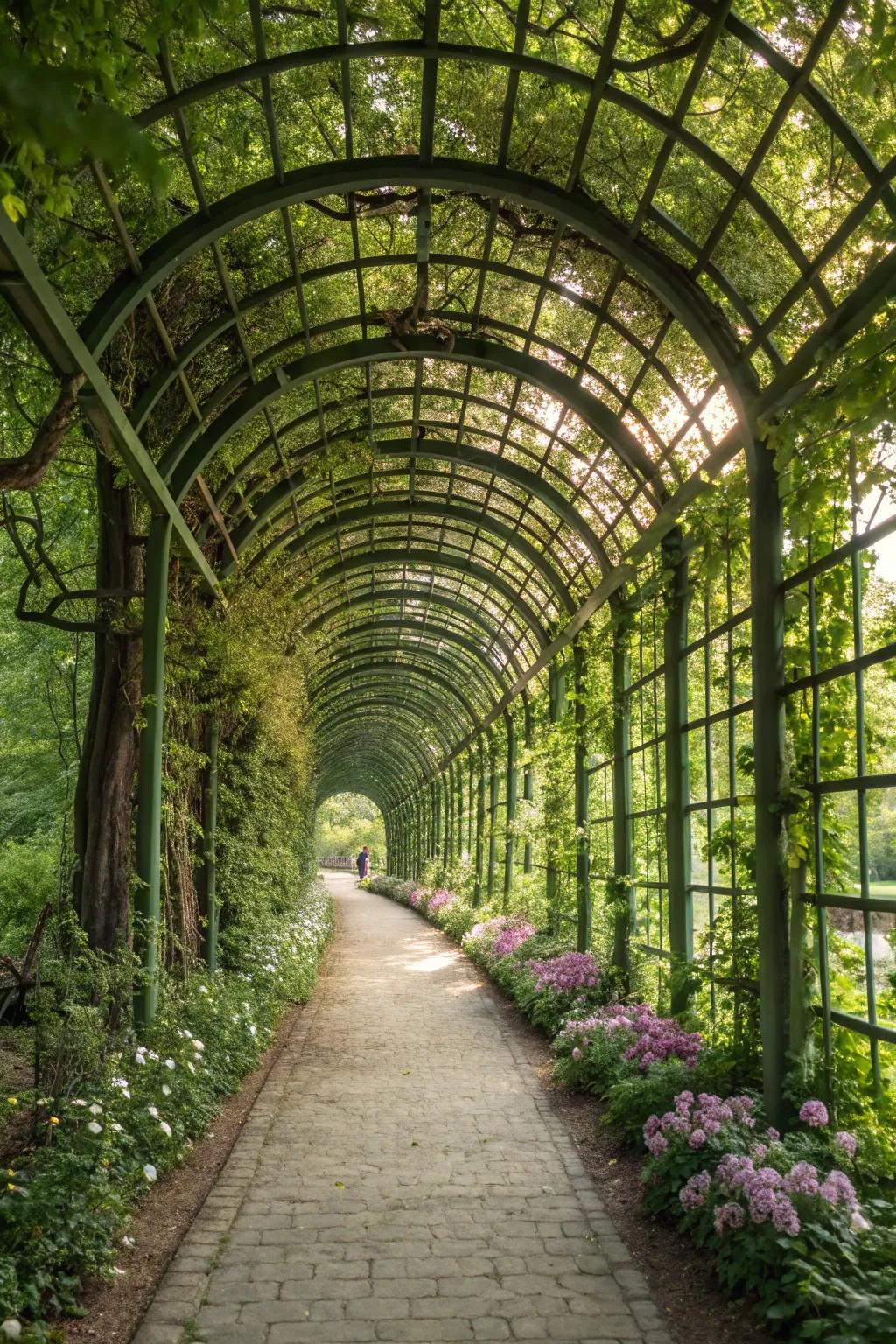 Create a secret garden feel with a trellis tunnel.