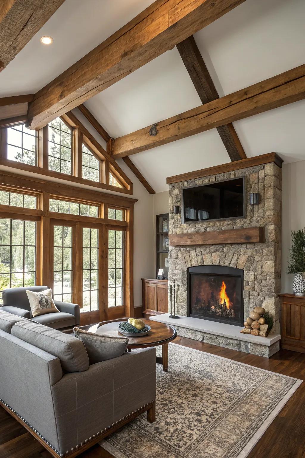 Crown molding as end points for exposed supports.