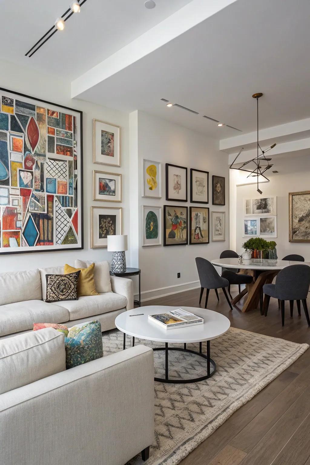 Artwork acts as a unifying element, enriching character and cohesion.