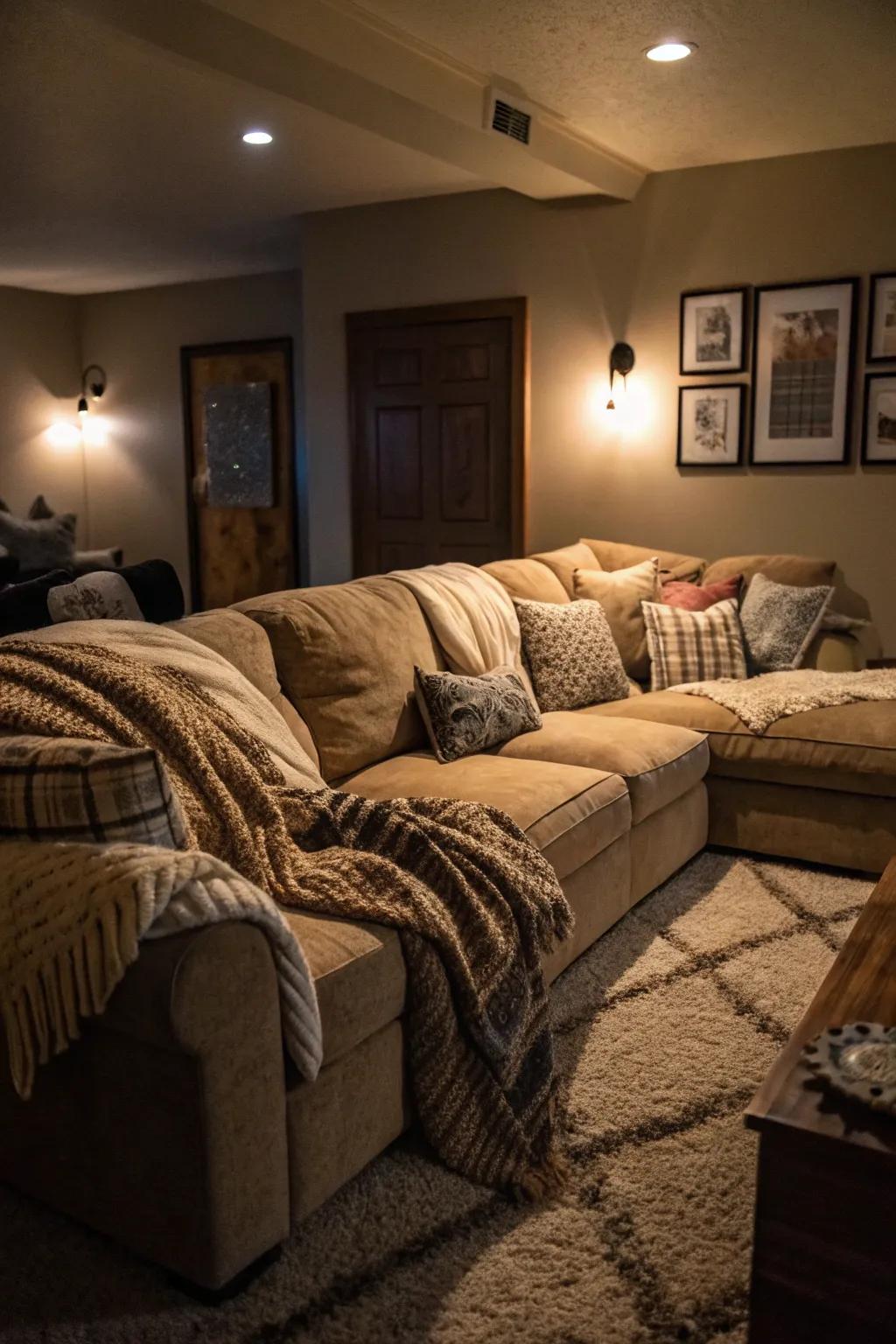 U-shaped sectionals create an engaging and intimate space.