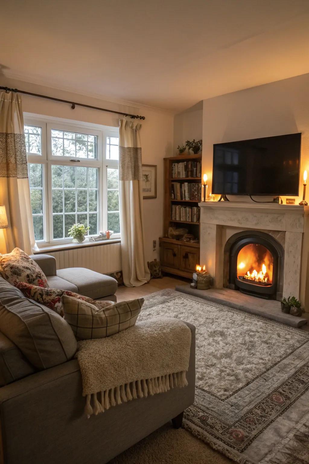 Comforting textures and lighting result in a welcoming atmosphere.