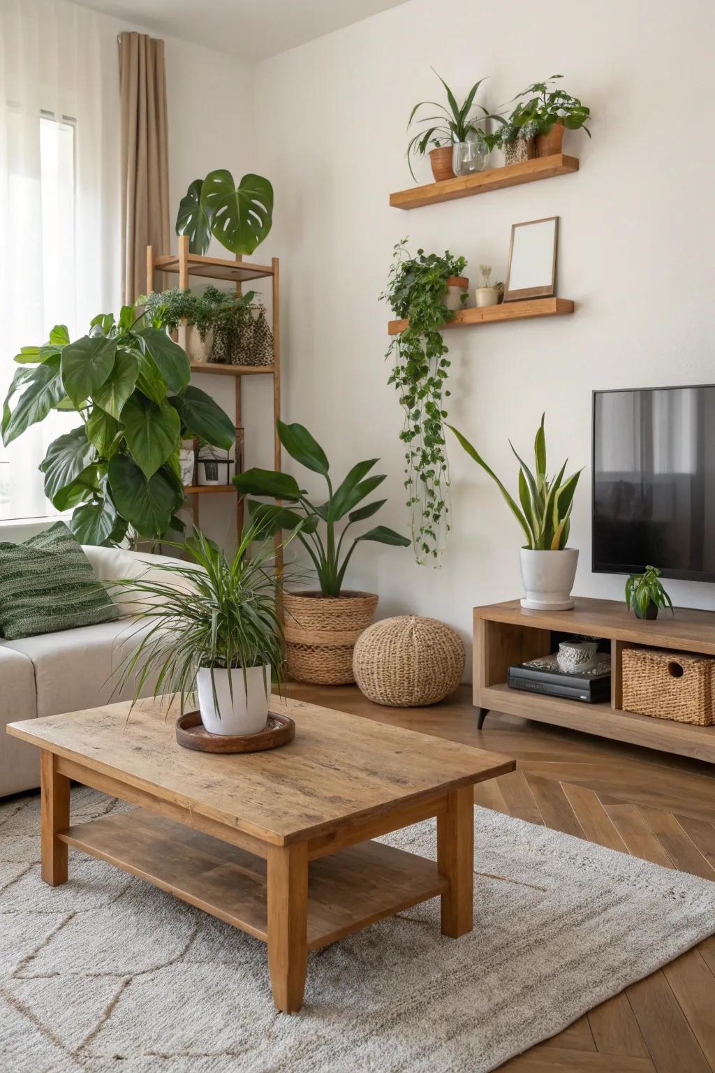 Vegetation introduces vitality and warmth to minimalist spaces.