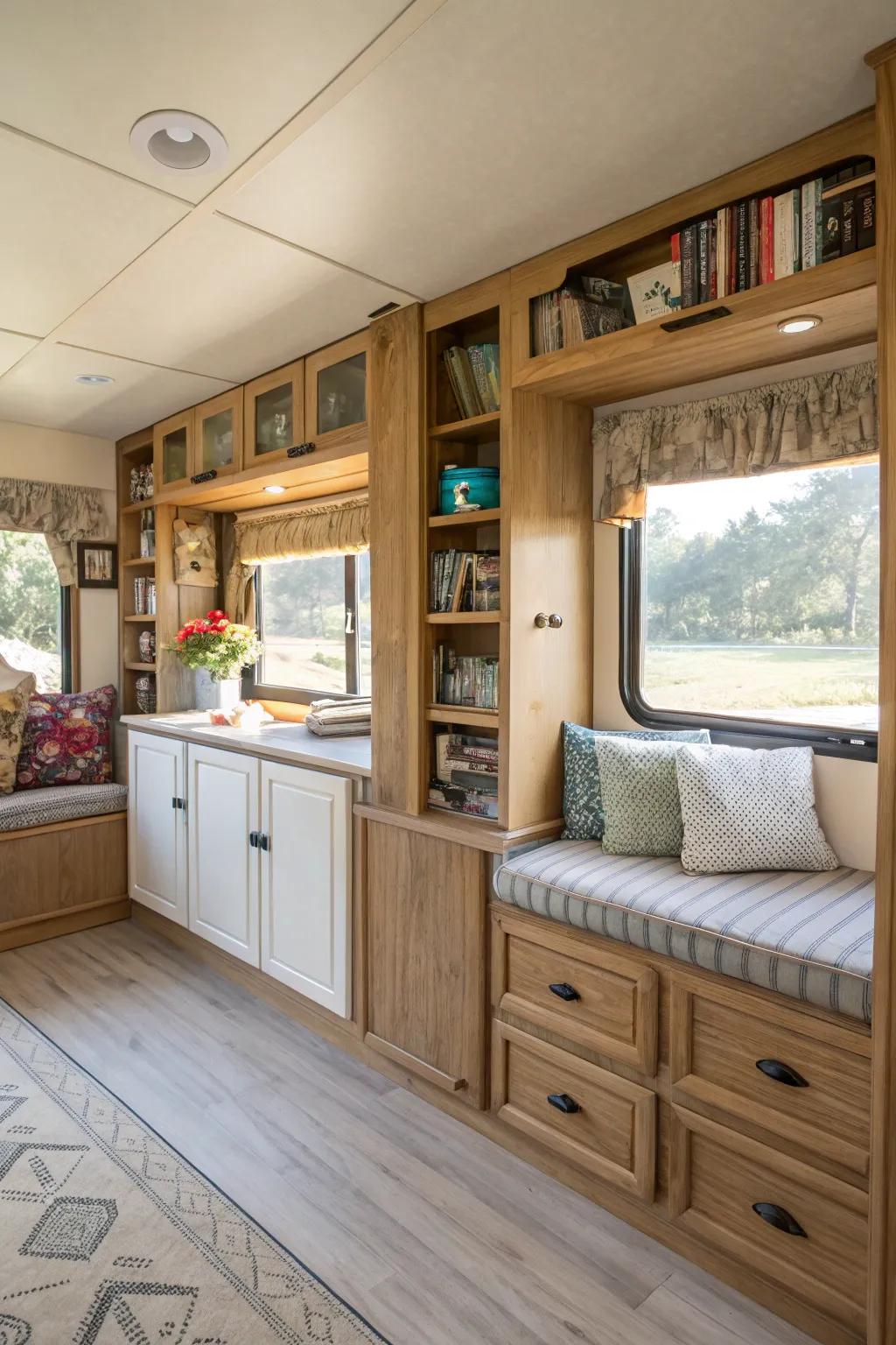 Built-in storage maximizes space and improves the overall design.