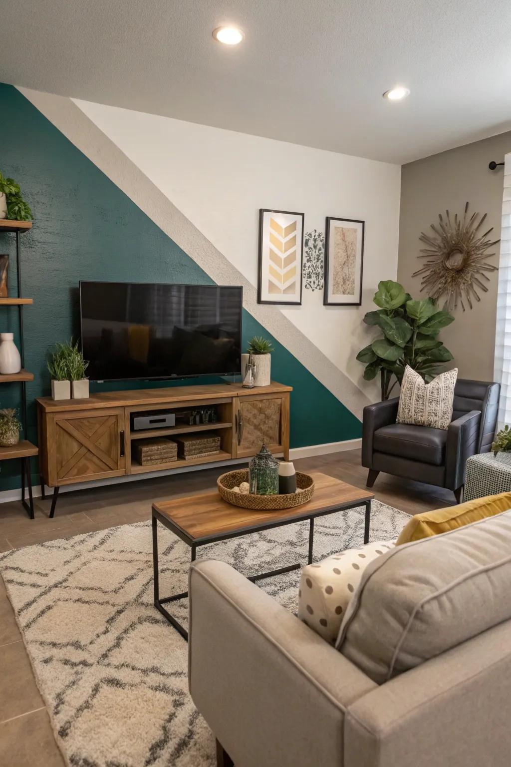 Two-tone walls add depth and sophistication.