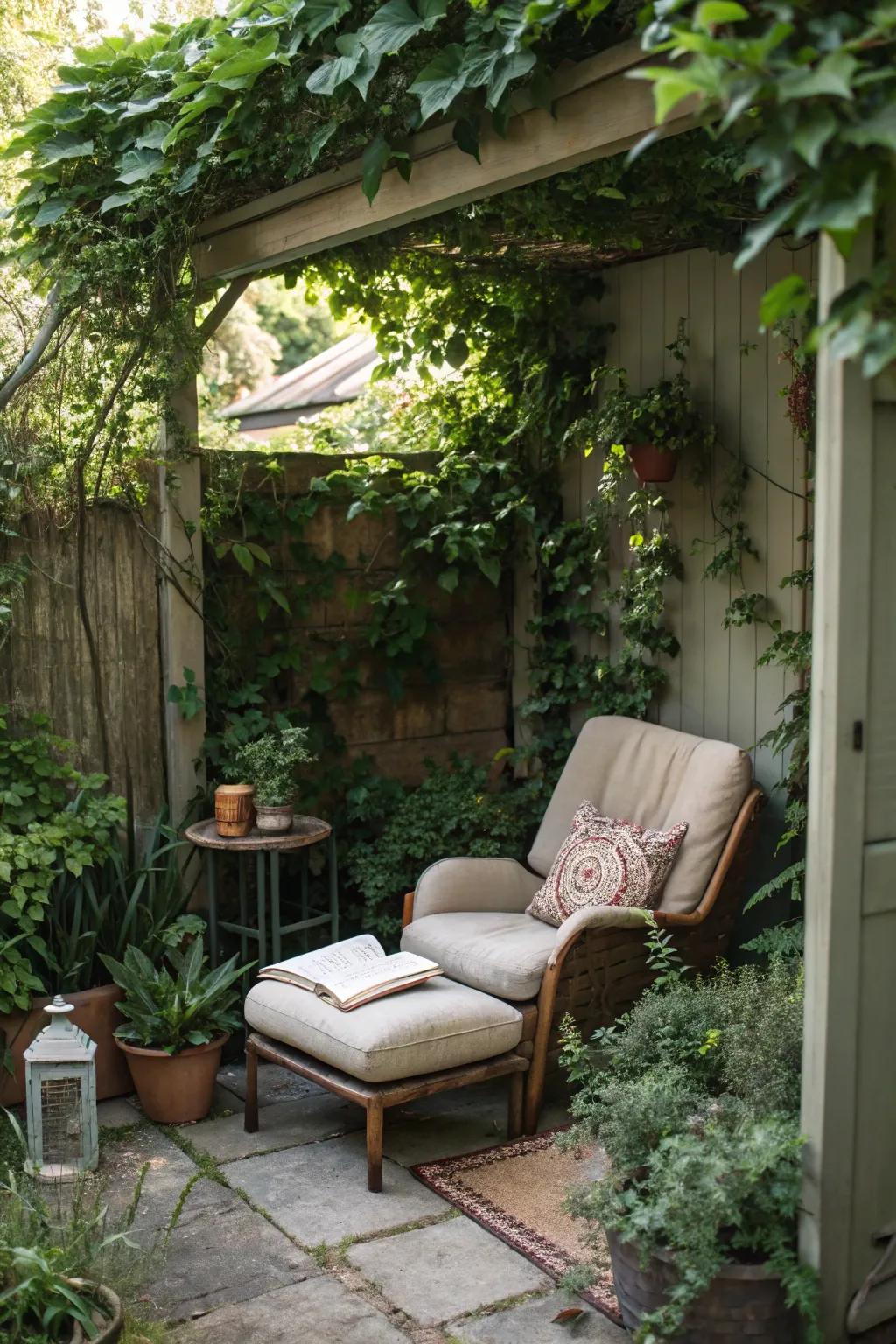 A private nook provides a serene escape within your garden.