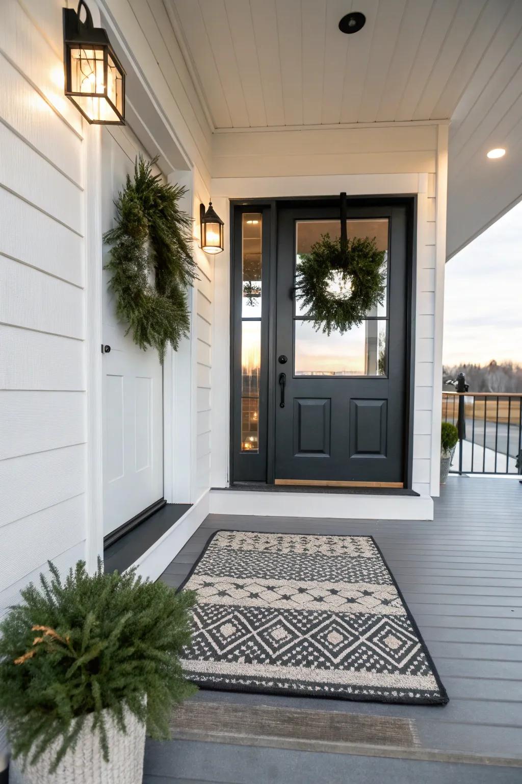Understated decor adds character to a contemporary porch.
