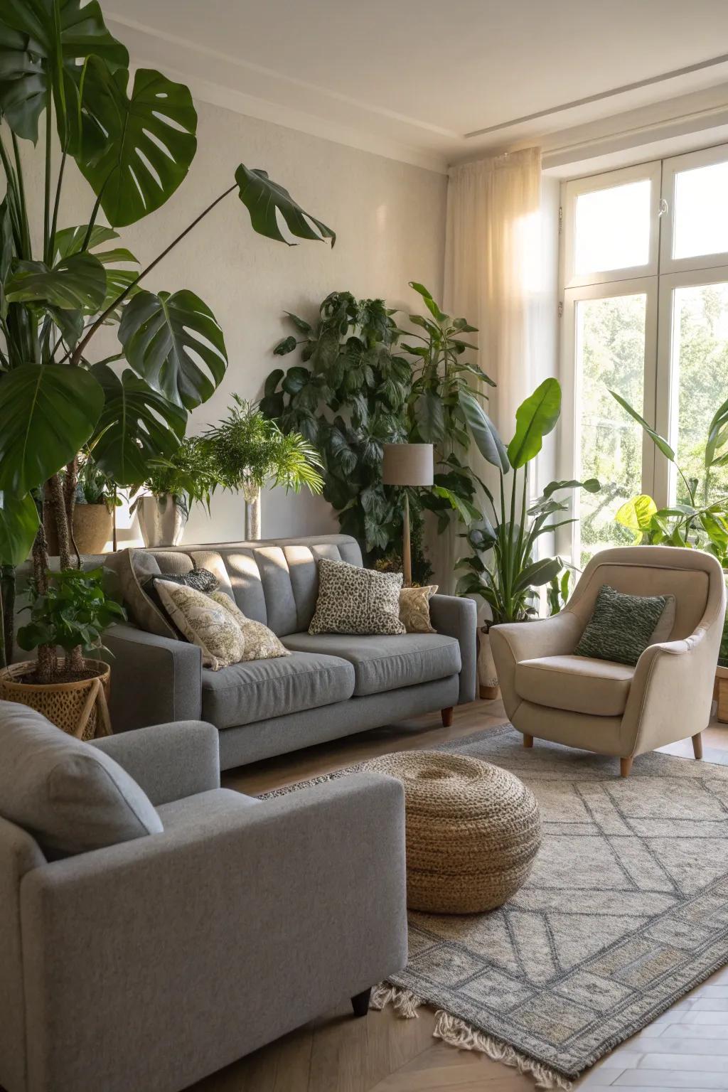 Foliage carries a rejuvenating touch to the neutral spectrum.