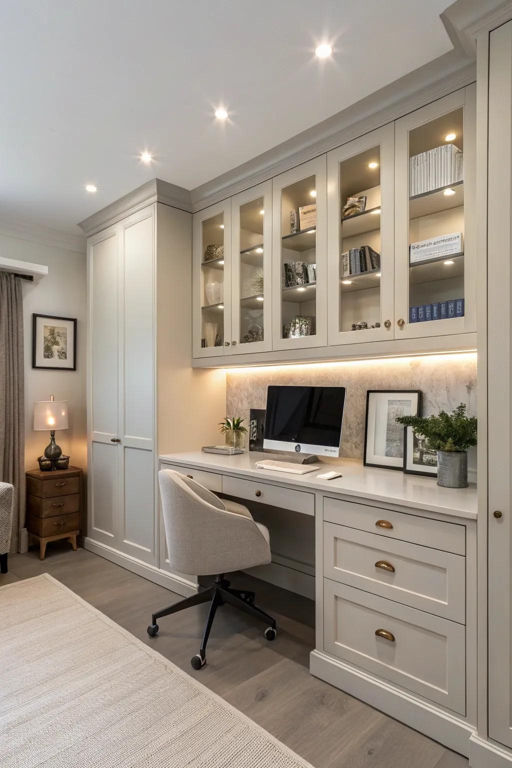 Multi-functional cabinets enhance versatility in your office.