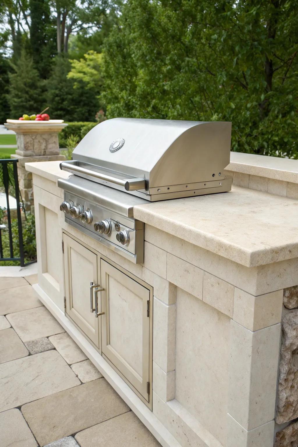 Elevate your outdoor space with the timeless elegance of a limestone countertop.
