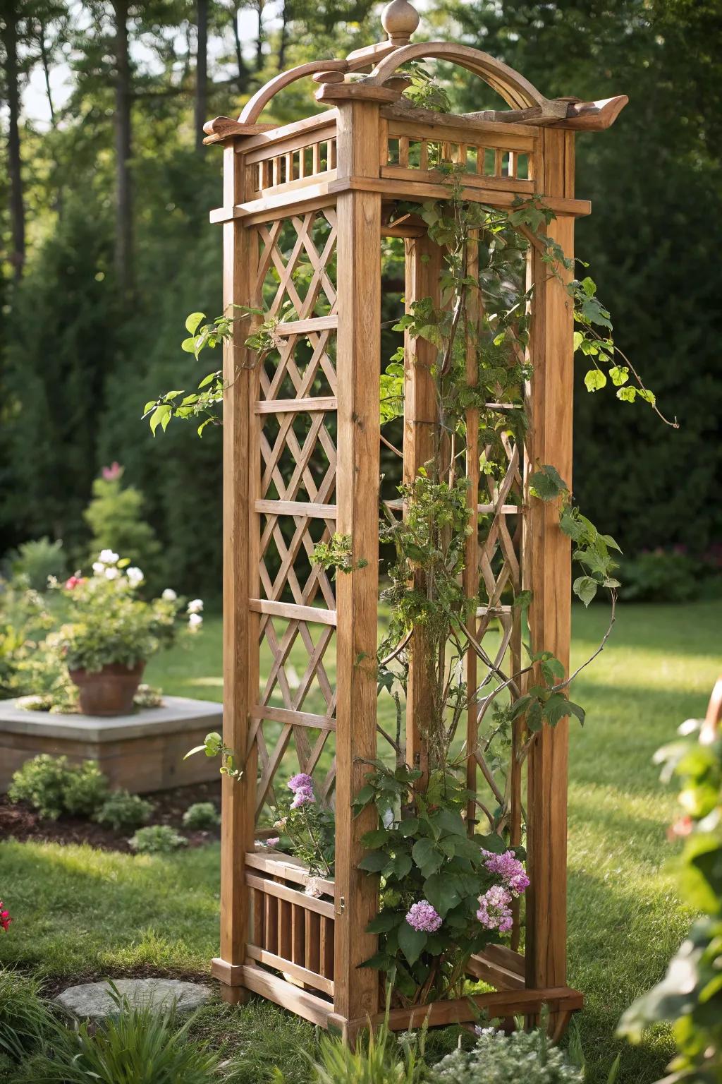 Elevate your garden's elegance with a handcrafted trellis masterpiece.