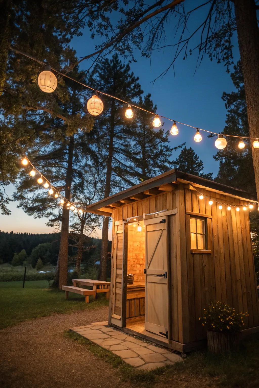 Lighting establishes the mood for serene evenings.