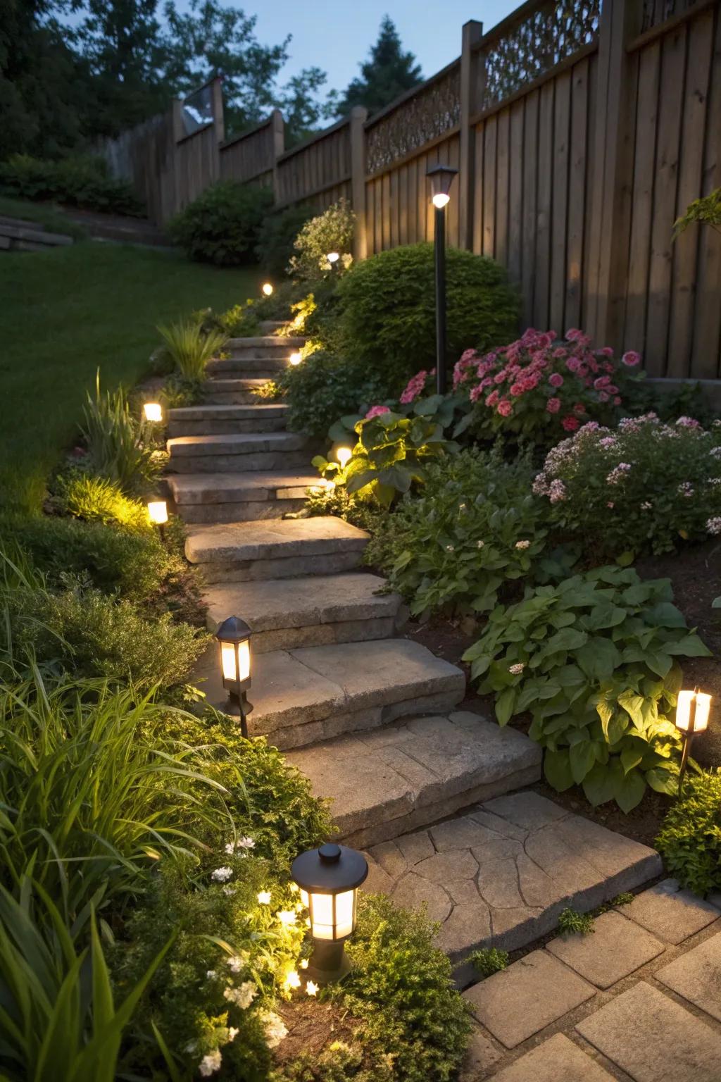 Step lighting for safe and stylish navigation.