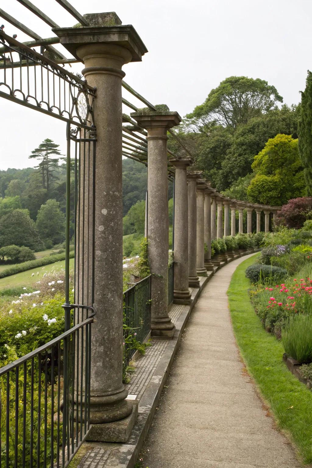 Stone and metal railings unite durability with elegance.