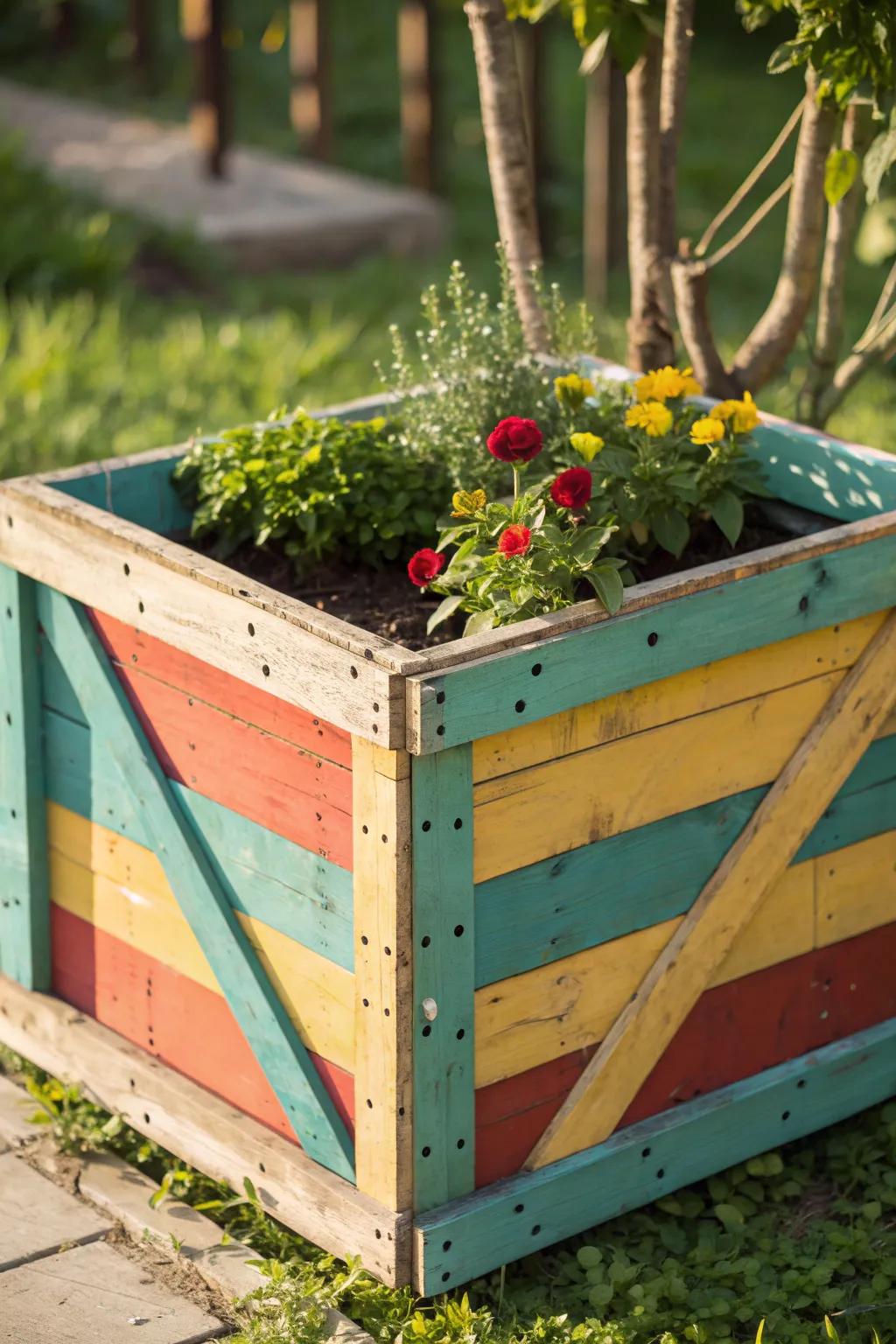 Transform your garden with vibrant pallet art—where craftsmanship meets creativity!