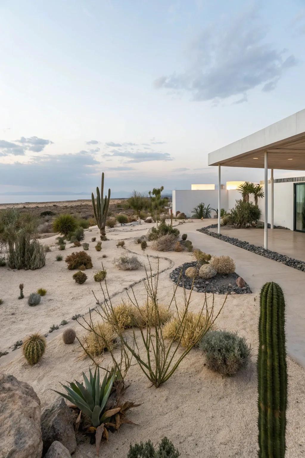 Minimalist planting creates a serene and spacious garden.