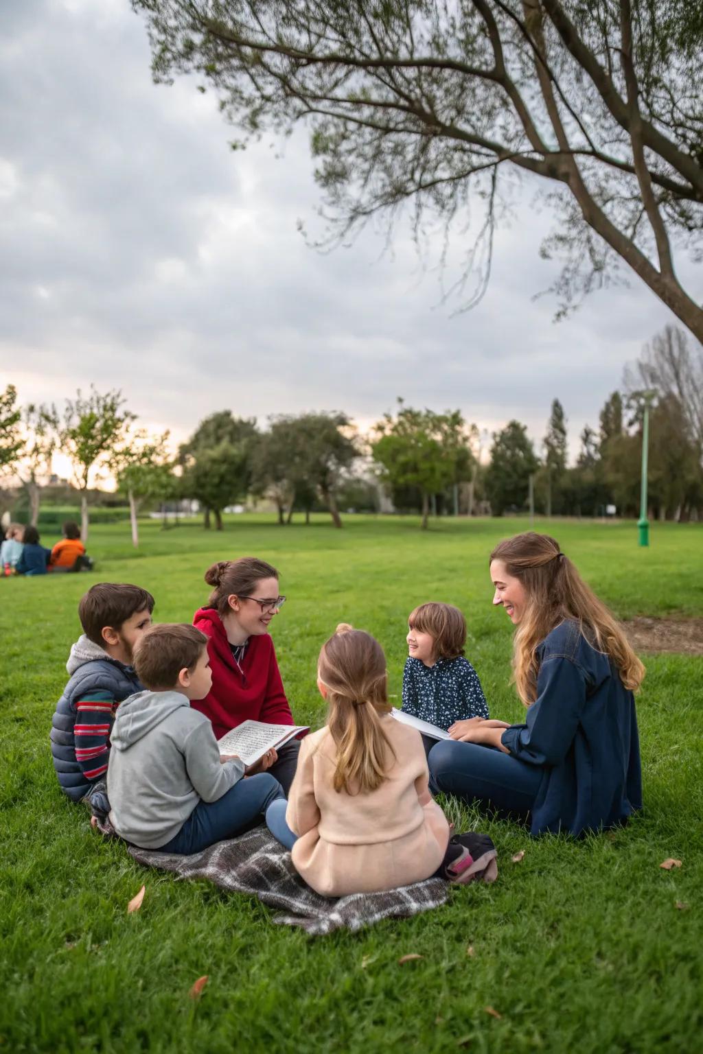 A storytelling gathering encourages imagination and connection.