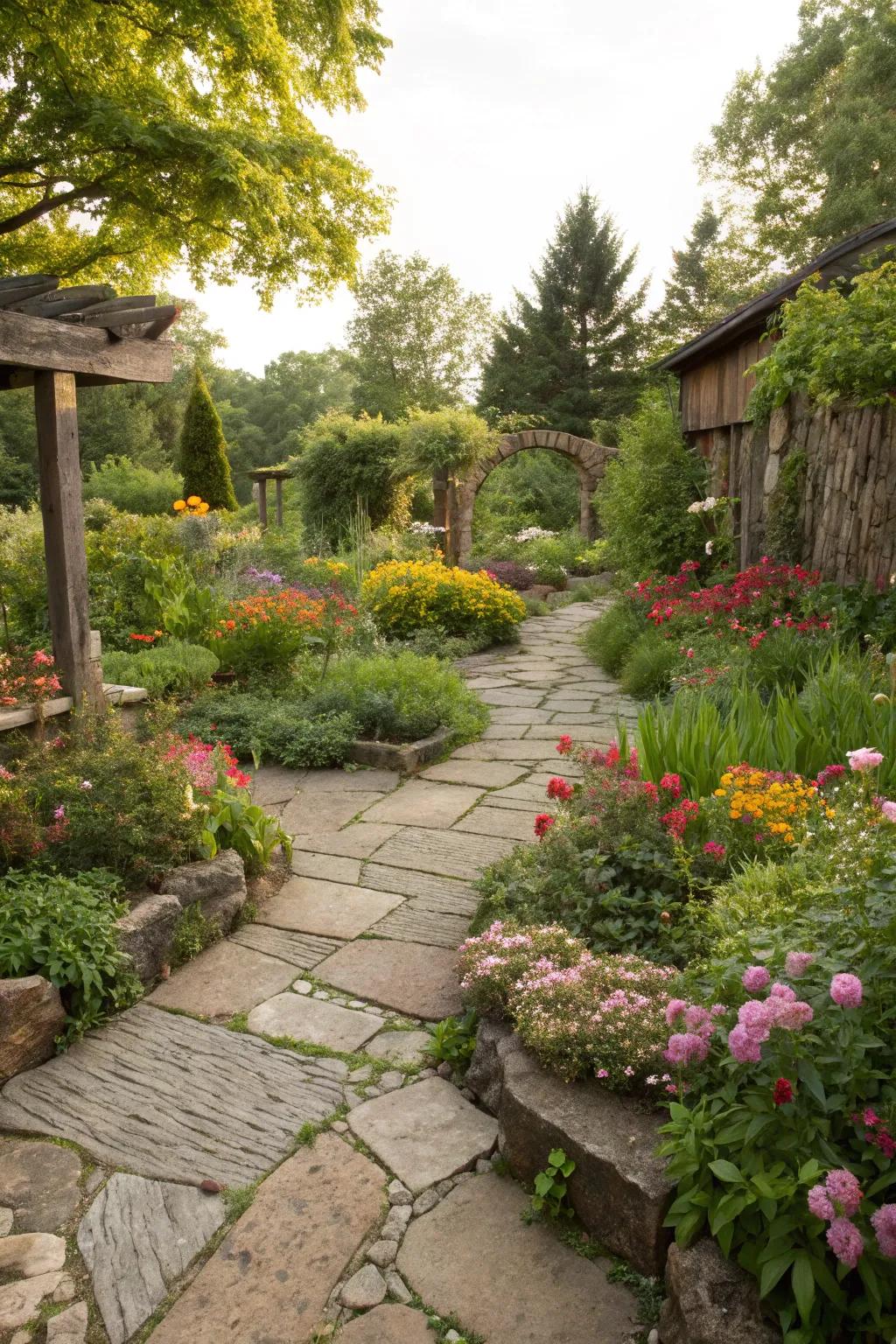 Embrace homespun appeal with raw stone pavers.