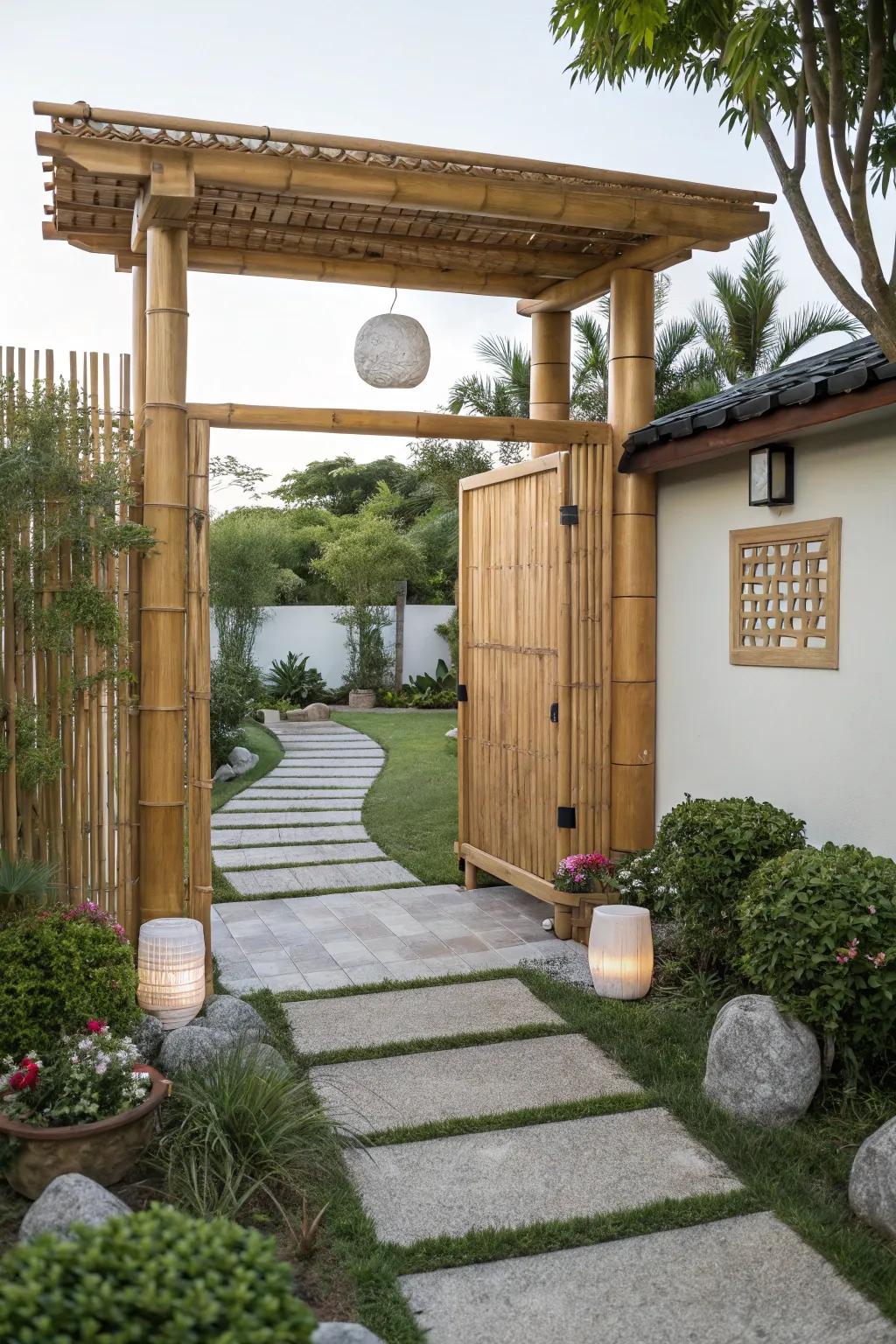 Bamboo gates bring a Zen-like tranquility to porches.