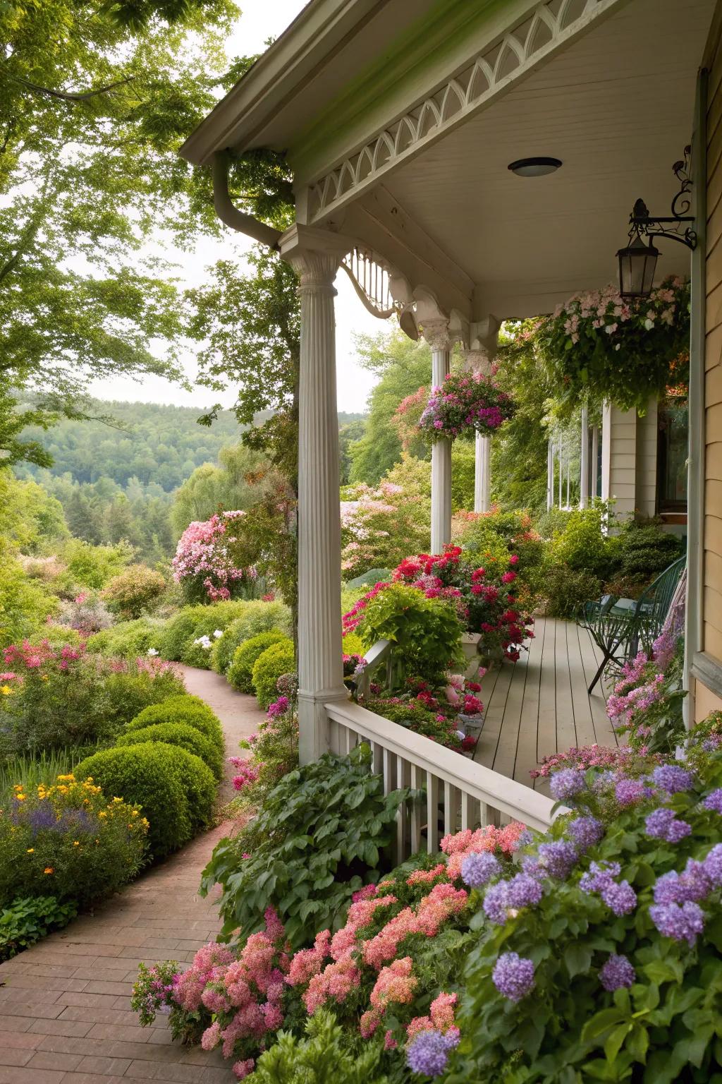 Blend your porch with nature for a lush feel.