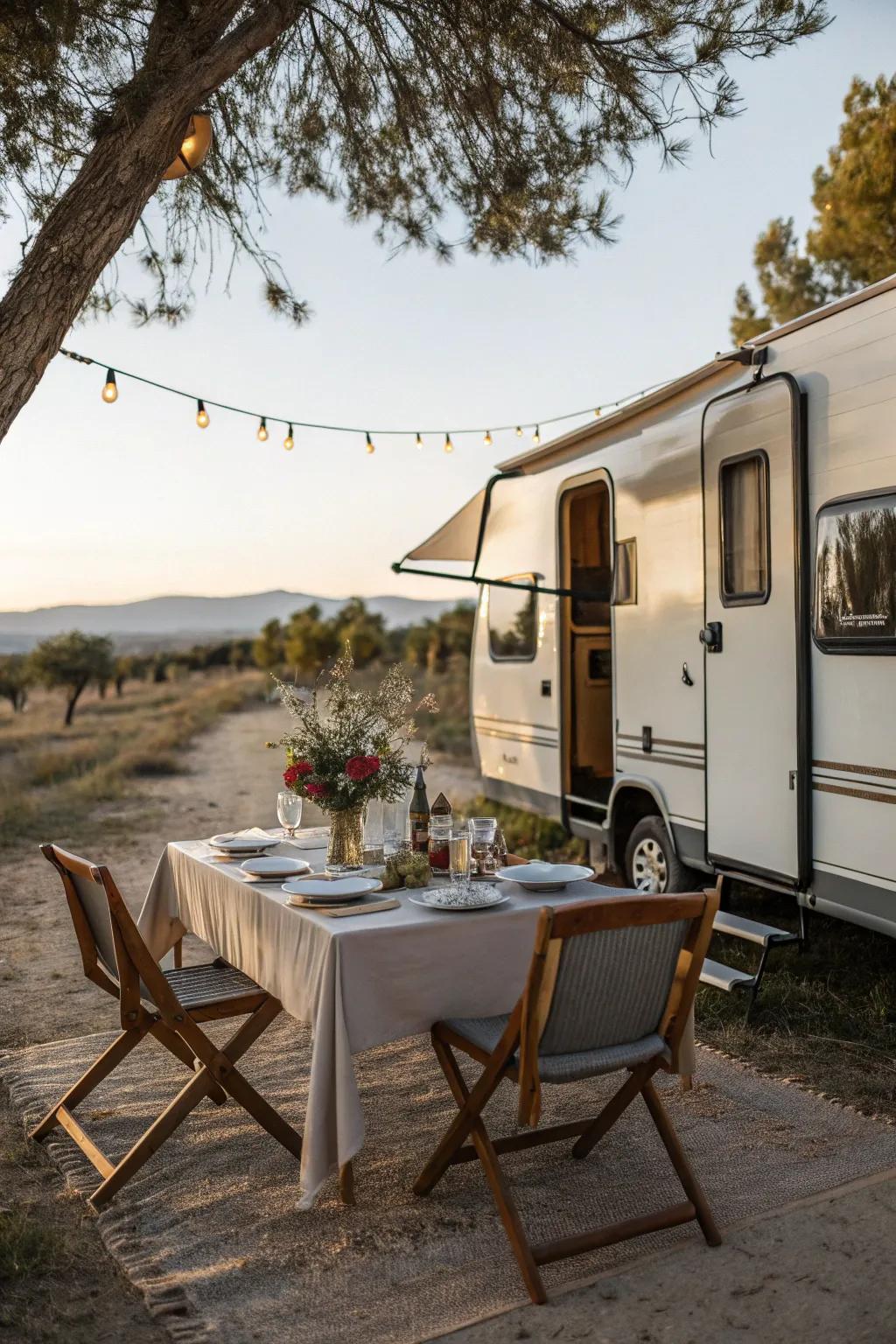 An outdoor dining spot renders meals more delightful.