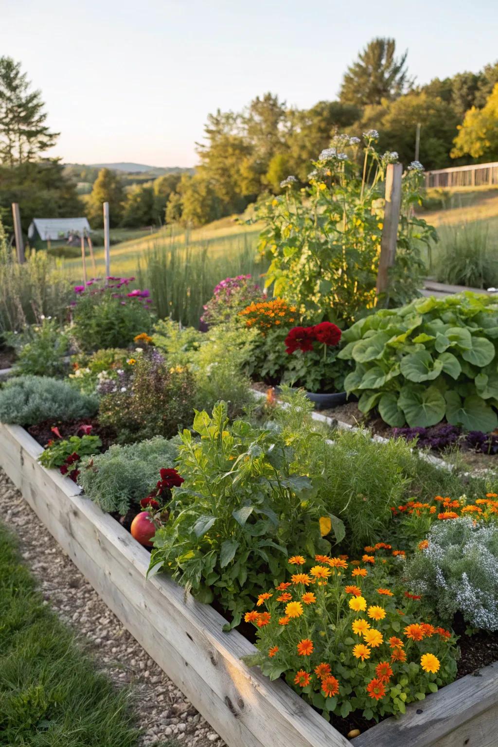 Synthesize charm and utility through an eatable garden.