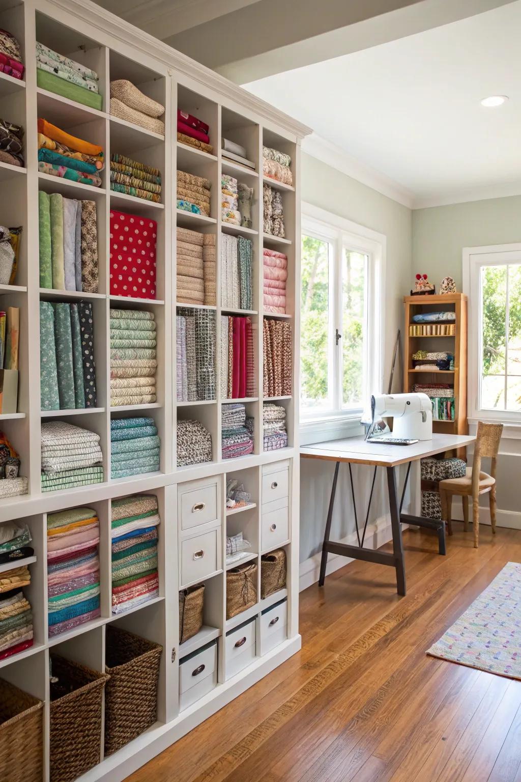 Vertical storage solutions maximize space efficiency.