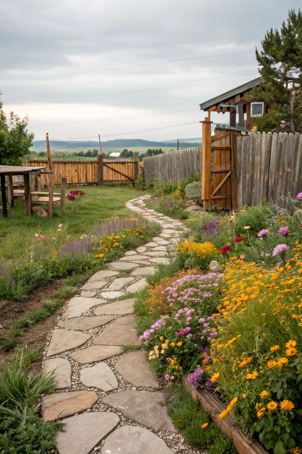 Rock walkways bring a rustic charm to any garden space.