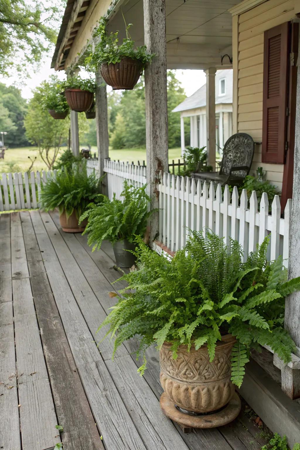 Elevate your porch with lush potted greens.