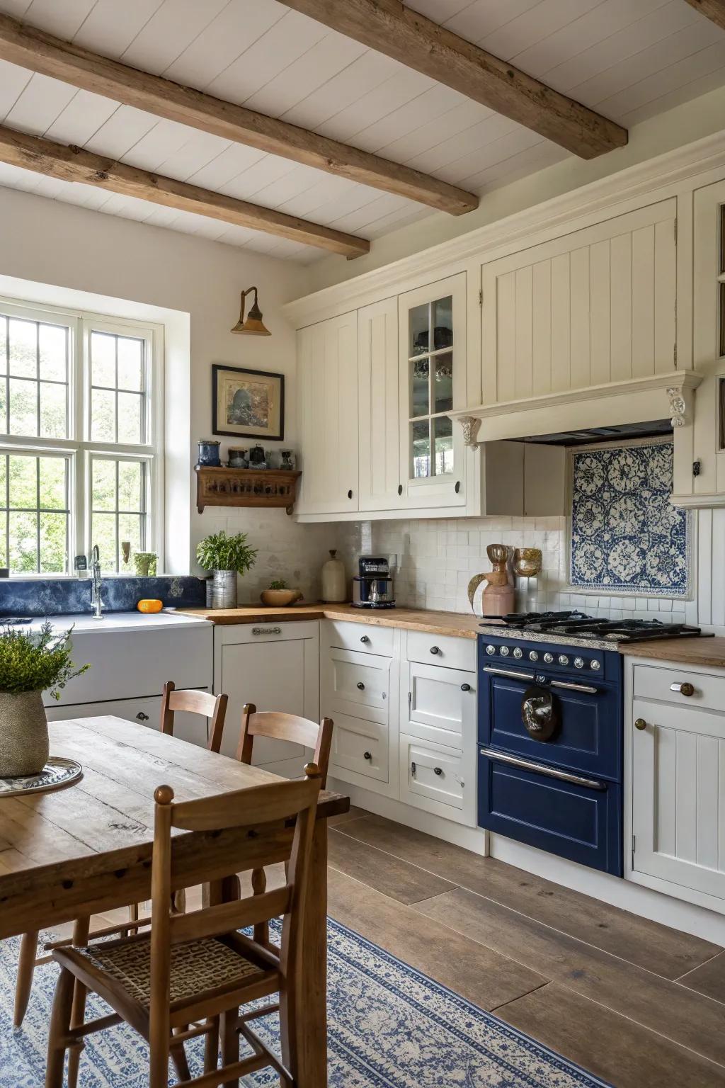 Mixing colors adds a dynamic and eye-catching element to your kitchen.