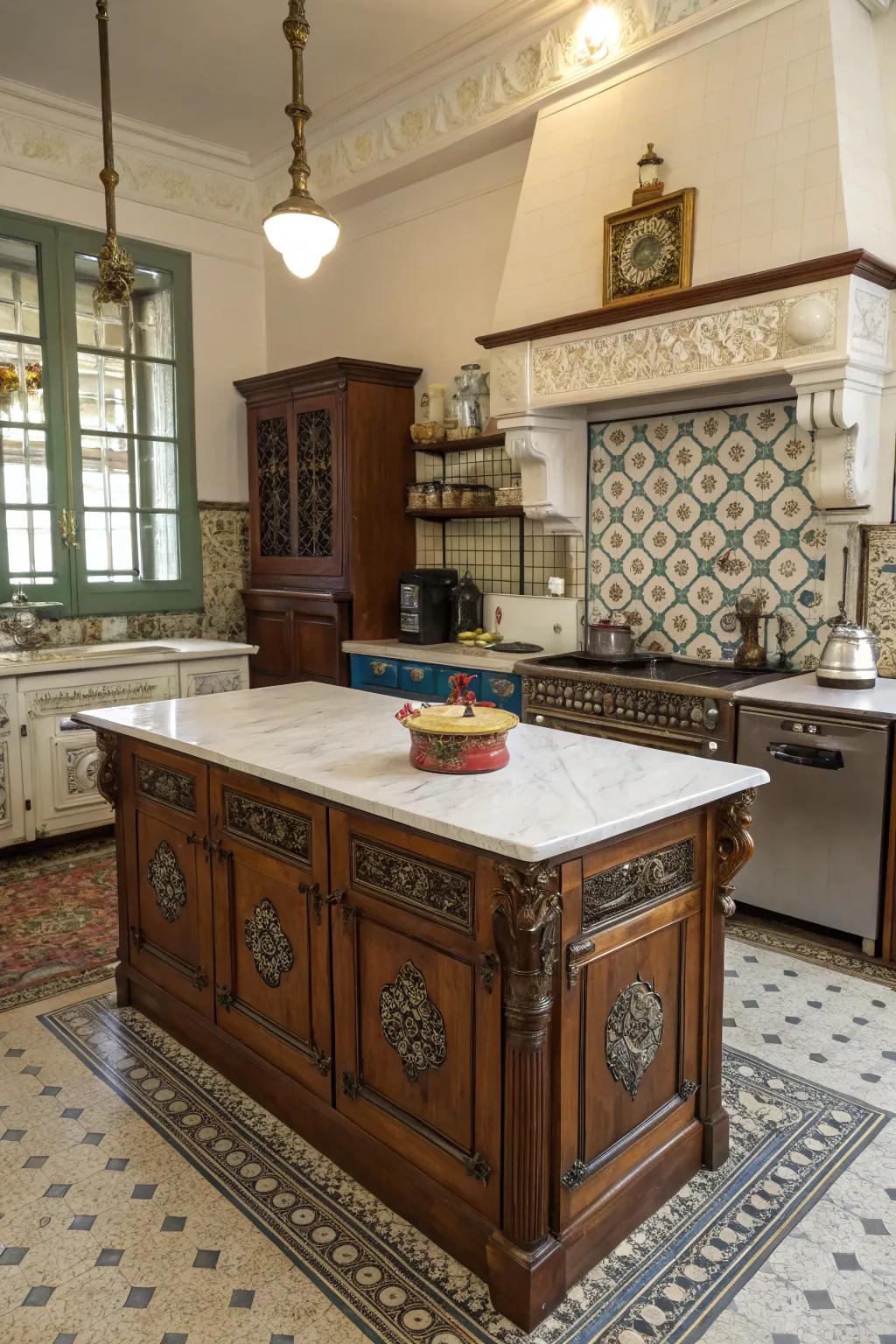 A historical centerpiece that pays tribute to the home’s origins.