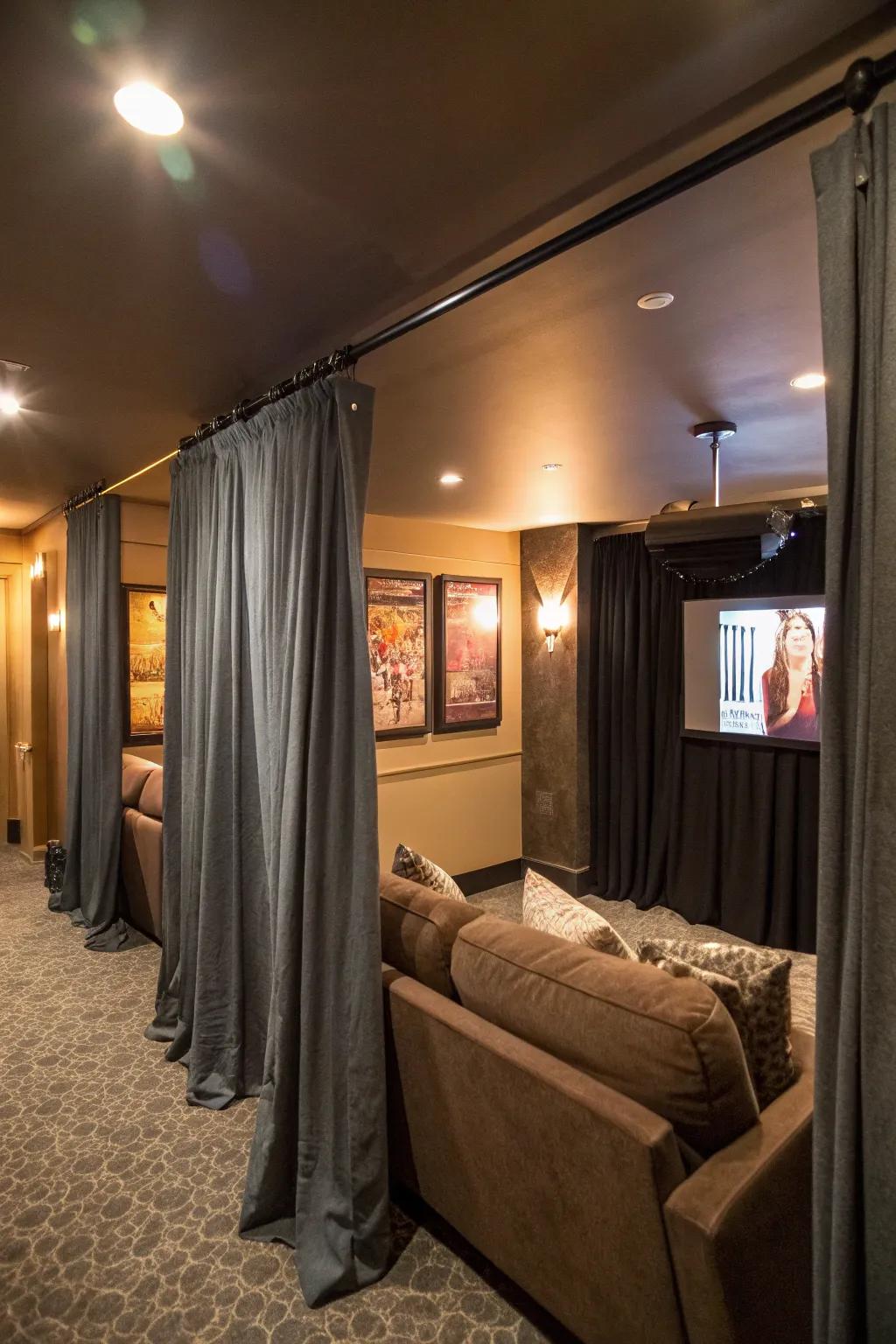 Create privacy with stylish curtain dividers.