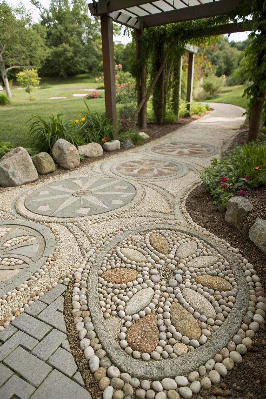 An artistic gravel design that infuses creativity into the lawn floor.