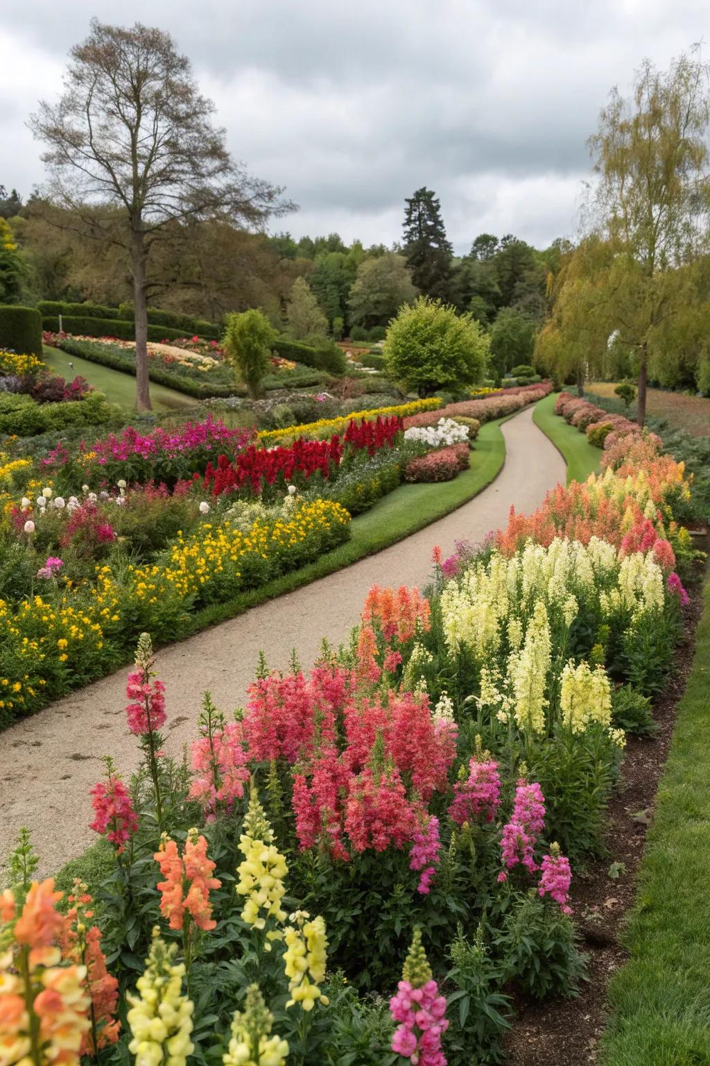 Seasonal snapdragons keep the garden vibrant all year round.